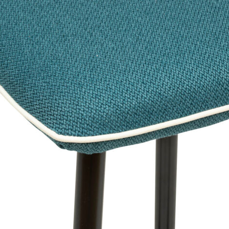 Atmosphera – Tabouret de bar bleu canard – Structure en métal – Assise rembourrée en mousse PU – Dimensions L. 35 x P. 35 x H. 75 cm (1/3)