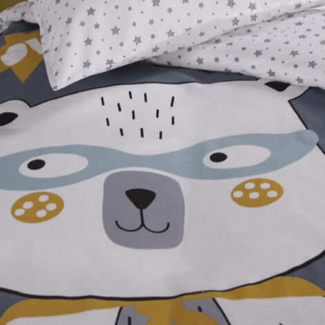Parure de couette 140 x 200 "Super Héros" Réversible 100% Coton / 57 Fils/cm²