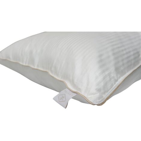 Oreiller moelleux 65 x 65 cm en satin de coton rayé – Garnissage COM'DUV 100% polyester – Confort optimal pour toutes les positions de couchage – Lestra (1/3)