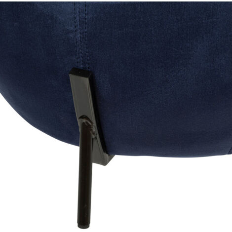 Atmosphera – Pouf en velours Calabaza – D. 43,5 x H. 36 cm – Structure MDF, pieds en fer – Rembourrage mousse PU – Tissu polyester bleu