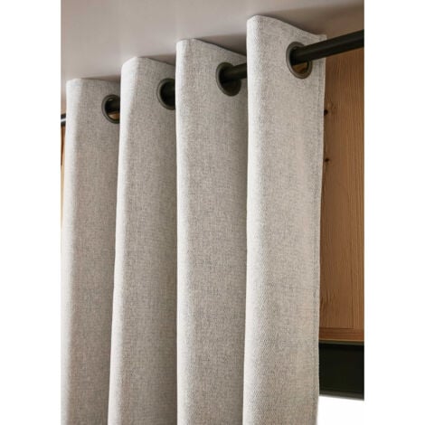 Lot de 2 rideaux occultants phoniques et thermiques doublés polaire "Bjorn" 100% opaque - Couleur: Bjorn Pampa - Taille de rideaux: 2 Panneaux Occultant + Polaire 140 x 180 cm