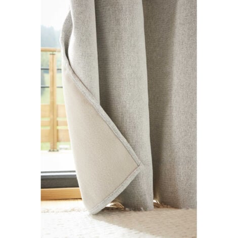 Lot de 2 rideaux occultants phoniques et thermiques doublés polaire "Bjorn" 100% opaque - Couleur: Bjorn Pampa - Taille de rideaux: 2 Panneaux Occultant + Polaire 140 x 180 cm