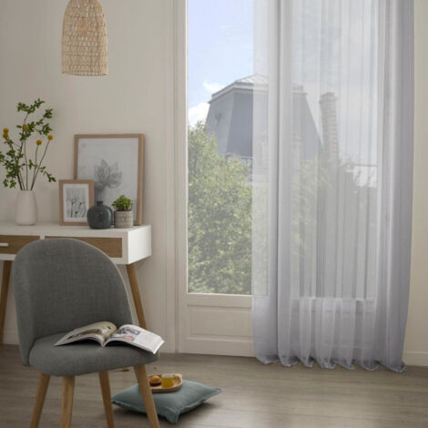Voilage "Moly" tamisant 135 x 240 cm Atmosphera - Gris - Gris - (1/2)