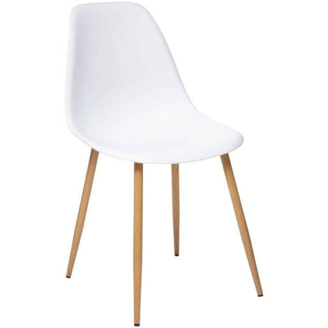 Lot de 2 chaises style scandinave "Ava" pieds métal imitation chêne Atmosphera - Blanc - Blanc - (1/3)