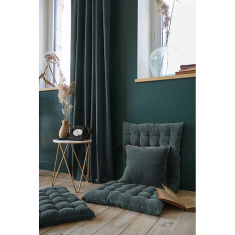 Lot de 2 rideaux ajustables + 8 anneaux pince "César" 140 x 270 cm Velours de Coton - César Ardoise - César Ardoise - 1 Panneau ajustable 140 x 270 cm (1/3)