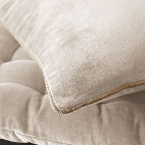 Coussin déhoussable finition galon 45 x 45 cm "César" Velours de Coton - Couleur: César Pampa