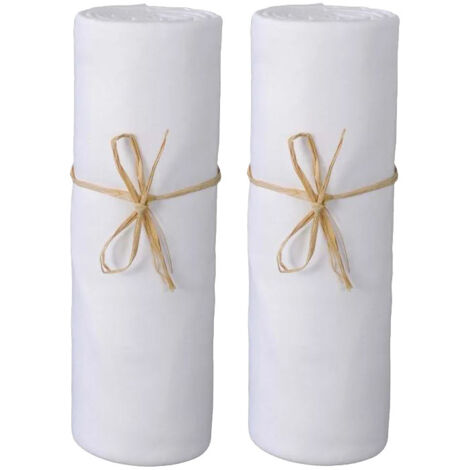 Lot de 2 Draps housse lit bébé 60 x 120 cm / 100% coton / 57 fils/cm² - 1 Blanc + 1 Blanc