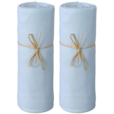 Lot de 2 Draps housse lit bébé 60 x 120 cm / 100% coton / 57 fils/cm² - 1 Ciel + 1 Ciel