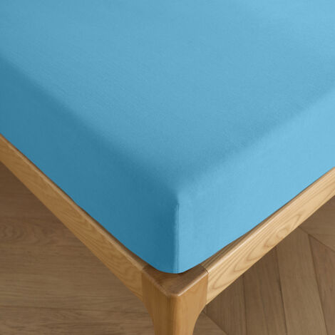 Drap housse 200 x 200 cm bonnet 30 cm "Prémium" pour lit 2 places King Size - Prémium Cyan