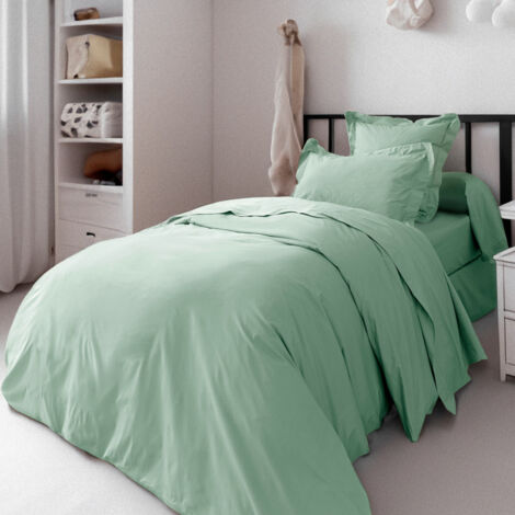 Housse de couette percale de coton peigné "Julian" toutes dimensions Coton Pur - Julian Céladon - Housse de couette 140 x 200 cm (1/2)