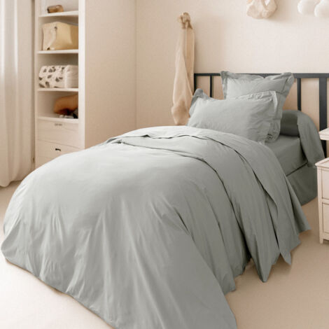 Housse de couette percale de coton peigné "Julian" toutes dimensions Coton Pur - Julian Perle - Housse de couette 140 x 200 cm (1/2)