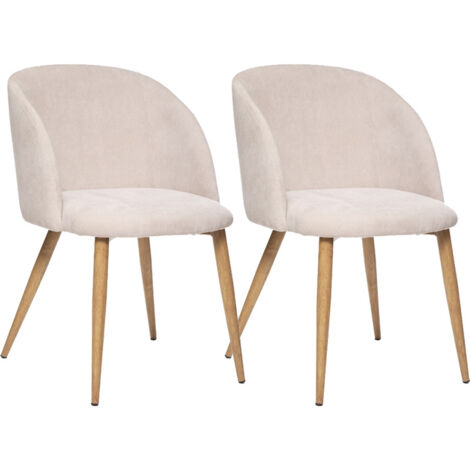 Lot de 2 fauteuils imitation chêne "Céleste" en velours côtelé Atmosphéra - Lin (1/4)