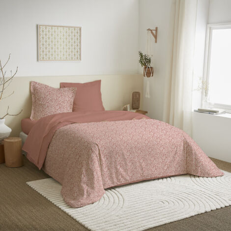 Parure de draps 4 pièces pour lit 140 x 190 cm Céleste pêche (1/2)