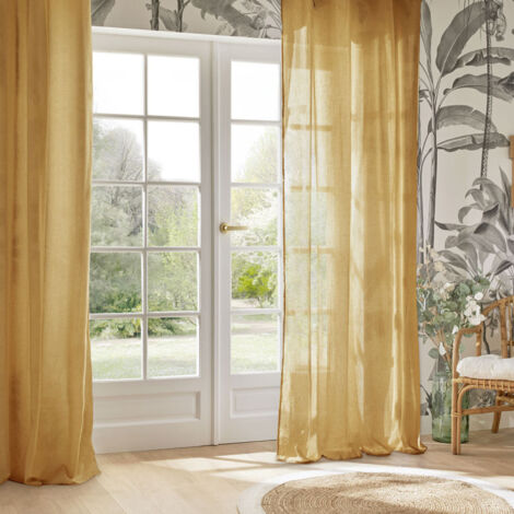Voilage fluide et léger "Paxta" 135 x 240 cm Atmosphera - Couleur: Jaune