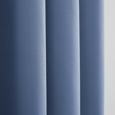 Lot de 2 rideaux occultant thermique bleu tendre 140 x 260 cm