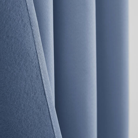 Lot de 2 rideaux occultant thermique bleu tendre 140 x 260 cm