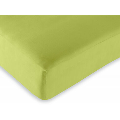 Drap housse 100% Coton/57 fils/cm² - 200 x 200 cm - Anis