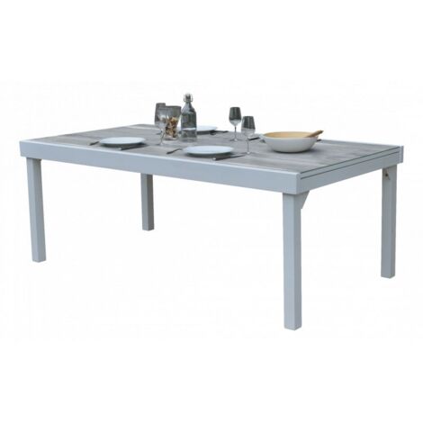 Table de jardin ModuloWood T 8/12 Verre Déco Bois Blanc Wilsa Garden (1/5)