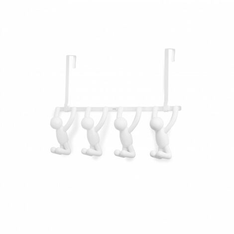 12 Crochets Style Moderne Sur Porte Hanger Rack Support en plastique blanc suspension en métal 