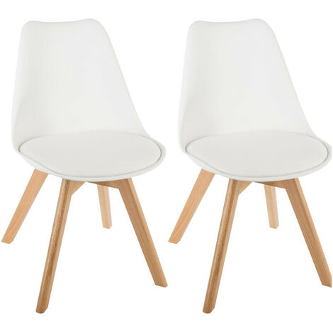 Lot de 2 chaises style scandinave Baya Atmosphera - Blanc - Blanc - (1/4)