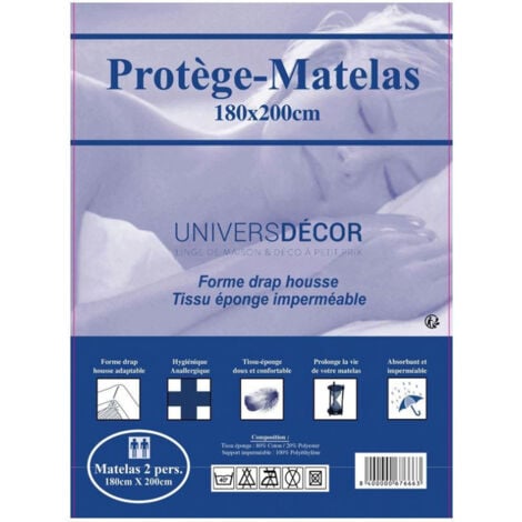 Protège matelas imperméable, absorbant et anti-acariens 180 x 200 cm