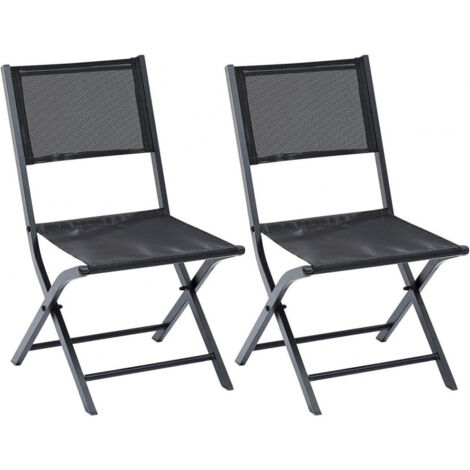 Lot de 2 chaises Modulo structure aluminium coloris noir Wilsa Garden (1/3)