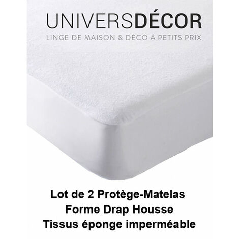 Protège Matelas 180x200 cm Eponge Blanc Protection Literie Douceur  d'Intérieur