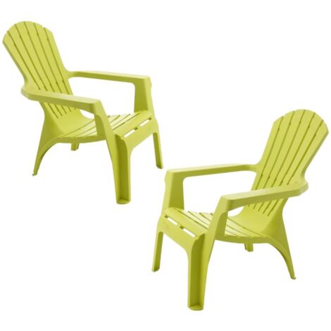 Fauteuil Adirondack résine polypropylène Wilsa Garden - Anis - 2 Fauteuils Adirondack