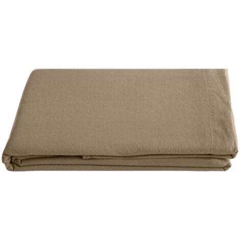 Drap plat Palace pur coton teint lavé, 63 fils/cm² Vent du sud - Palace Camel - 240 x 290 cm pour lit 2 places