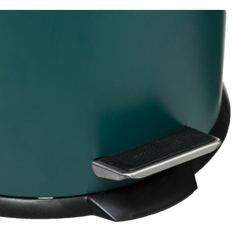 Poubelle bam modern 30 litres couvercle bambou atmosphéra - bleu canard