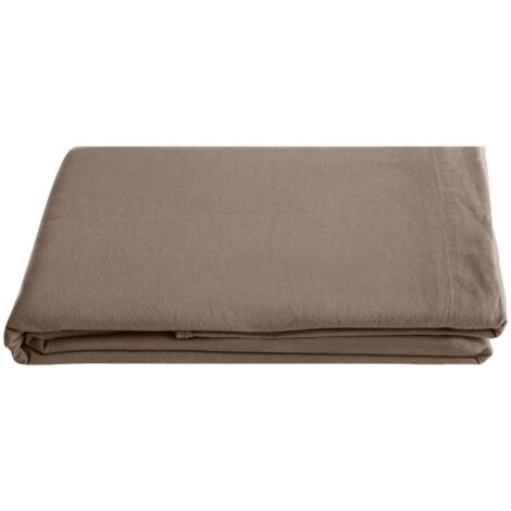 Drap plat Palace pur coton teint lavé, 63 fils/cm² Vent du sud - Palace Tabac - 270 x 290 cm pour lit King Size