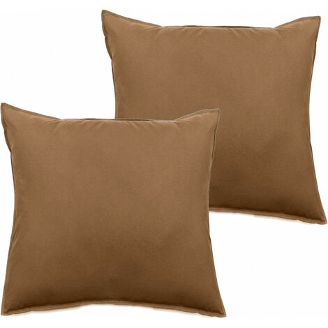Lot de 2 taies d’oreiller Palace pur coton teint lavé 63 fils/cm² Vent du sud - Palace Cognac - Lot de 2 taies d'oreiller 65 x 65 cm