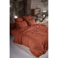 Parure de draps 4 pièces & 5 pièces "Gaïa" Gaze de Coton - Couleur: Gaïa Terracotta - Parure de draps: Parure de draps 5 pièces (1 Drap plat 270 x 300 + 1 Drap housse 180 x 200 + 2 Taies 60 x 60 + 1 T