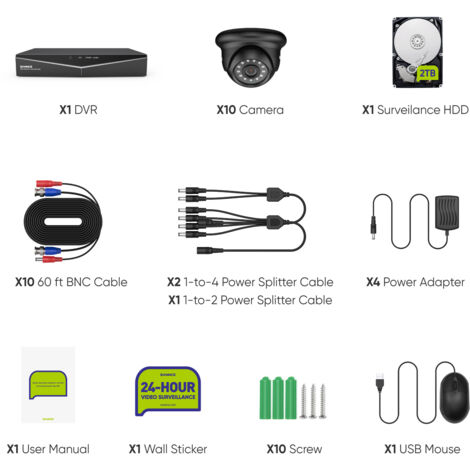 SANNCE 16CH 1080P Kit de Surveillance Vidéo Extérieur IR Vision Nocturne Informations Alarme Sécurité Caméras Système Access Distance - 2TB