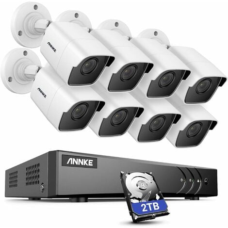 ANNKE 1080p Kit Caméra de Surveillance Filaire, 5MP Lite 8CH H.265+ DVR  avec Disque Dur 1To et 4 caméras 1080p, Détection de  Personne/Véhicule,Vision