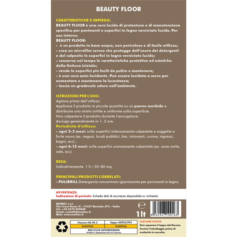 Cera per parquet BEAUTY FLOOR OPACO