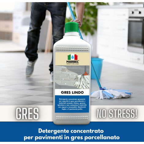 MARBEC GRES LINDO 1LT Detergente per pulire gres porcellanato, sgrassa e  non contamina la superficie con
