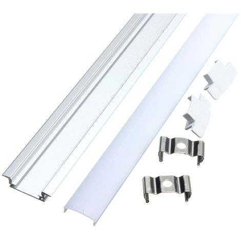 Perfil de aluminio pequeno de 50 cm para tira LED + cubierta rígida en V