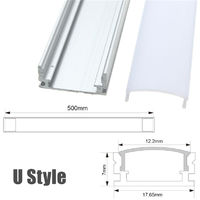 Perfil de aluminio pequeno de 50 cm para tira LED + cubierta rígida en V