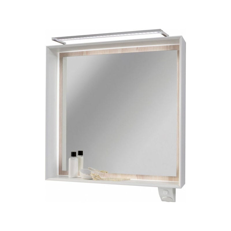 FACKELMANN LED-Aufsatzleuchte für Spiegelschrank (B Badezimmer Farbe: / x x x / ca. cm x hochwertige SCENO Energieeffizienzklasse 2 56 10 fürs / Maße Silber T): / A-83474 LED-Leuchte H