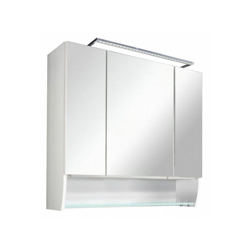 FACKELMANN LED-Aufsatzleuchte 10 Maße x Spiegelschrank für 56 ca. / Energieeffizienzklasse hochwertige Silber Farbe: / H (B / LED-Leuchte Badezimmer fürs T): x A-83474 / SCENO cm x 2 x