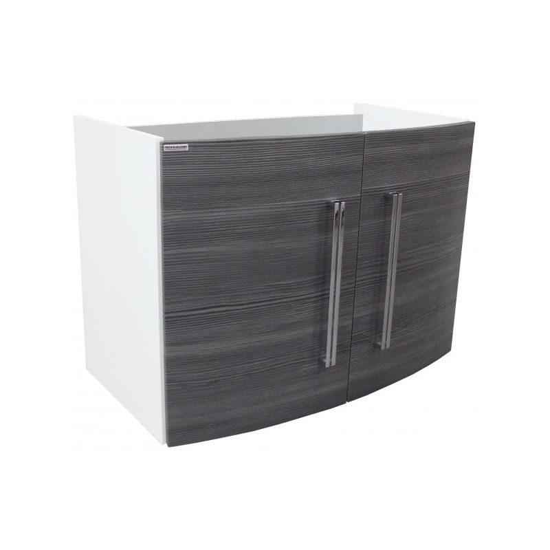 FACKELMANN Waschtischunterschrank LUGANO / Badschrank mit Soft-Close-System  / Maße (B x H x T): ca. 80 x 58 x 46 cm / Möbel fürs WC oder Badezimmer /  Korpus: Weiß / Front: Grau / Breite 80 cm-73805