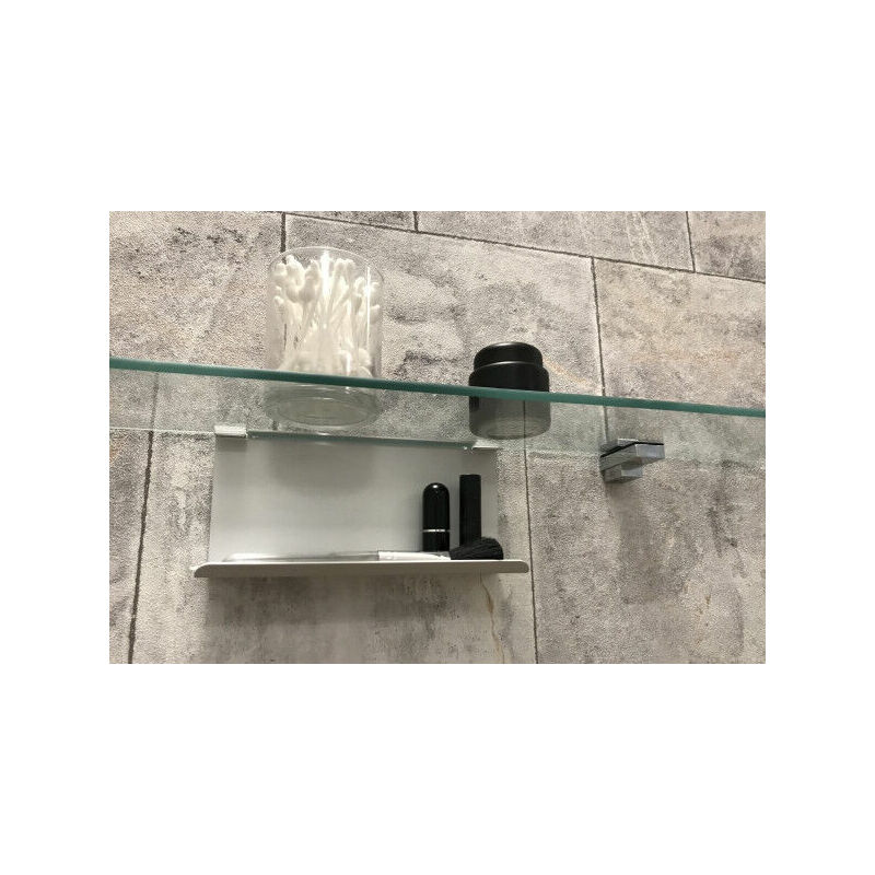 Fackelmann Ablage für Glasböden 5 6 mm, breit, Aluminium-86912 20 cm 