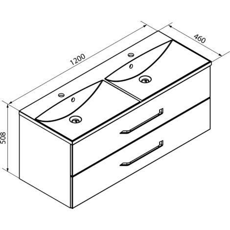 FACKELMANN Waschtischunterschrank inkl. Doppel-Gussbecken B.CLEVER / Soft-Close-System / Maße (B x H x T): ca. 120 x 48,5 x 46 cm / Möbel fürs WC oder Badezimmer / Schrank: Weiß / Becken: Weiß"-"82923