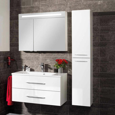 Weiß x / Front: WC Badschrank 32 / Weiß-82943 Maße cm Schrank Möbel mit H B. oder / 159 B T):ca. Badezimmer / Hochschrank FACKELMANN Soft-Close-System x fürs Korpus: 30 hochwertiger x x / / ( CLEVER