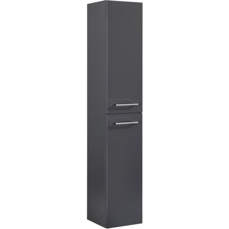 FACKELMANN Hochschrank HYPE 3.0 / Badschrank mit 2 Türen / gedämpfte Scharniere / Maße (B x H x T): ca. 30 x 162 x 32 cm / Schrank fürs Badezimmer / Korpus & Front: Schwarz / Breite: ca. 30 cm"-"83171