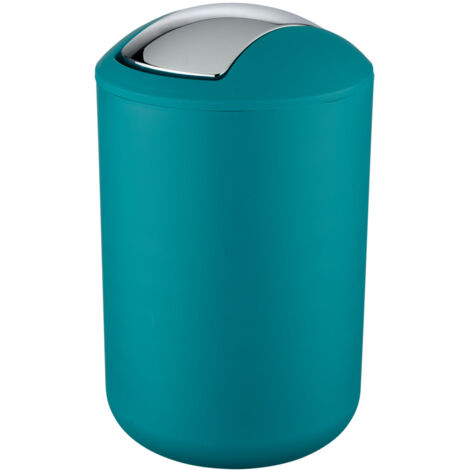 WENKO Schwingdeckeleimer Brasil Petrol L, 6,5 Liter, Türkis, Kunststoff (TPE) petrol