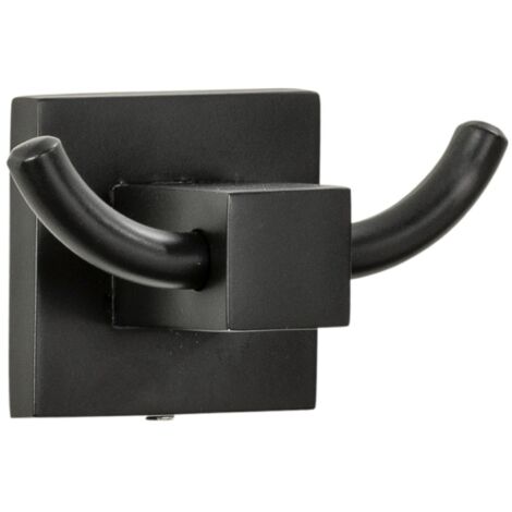 FACKELMANN Doppelhaken NEW YORK / hochwertiger Wandhaken fürs Bad / Maße (B x H x T): ca. 8,5 x 5 x 5 cm / Handtuchhaken fürs Badezimmer & WC / kubisches Industriedesign / Farbe: Schwarz"-"86721