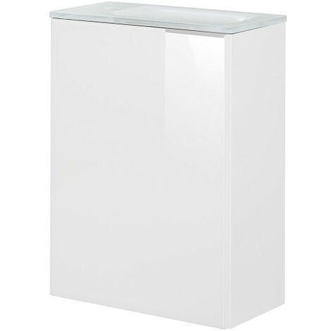 Fackelmann KARA SBC Gäste-WC Set 3 Teile – Waschtischunterschrank mit  Glasfront in Weiß mit Waschbecken aus