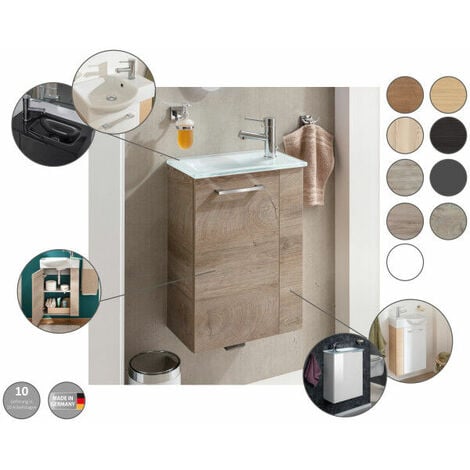 Fackelmann KARA 2 Anthrazit aus mit SBC – Waschtischunterschrank mit Waschbecken in Glasfront Teile Set Gäste-WC